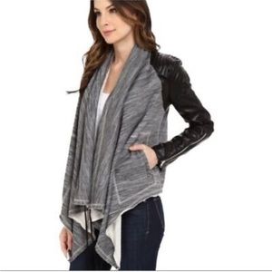 BLANKNYC Dating and Waiting Drape Front Jacket Faux Leather Gray - XS